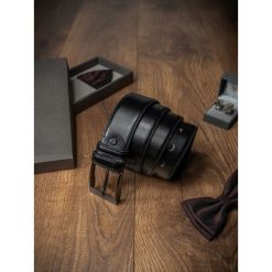 PASEK MĘSKI SKÓRZANY SKÓRA NATURALNA EKSKLUZYWNY. Czarne paski męskie ROVICKY, w paski, ze skóry, eleganckie. Za 49,00 zł.
