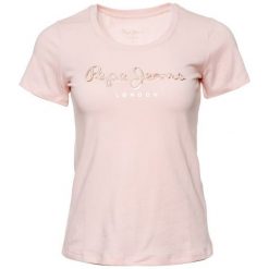 Pepe Jeans T-Shirt Damski Angelica M Jasnoróżowy. Szare koszulki damskie marki Pepe Jeans, m, bez wzorów, z jeansu, bez kołnierzyka. Za 149,00 zł.