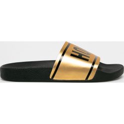 TheWhiteBrand - Klapki. Żółte klapki damskie TheWhiteBrand, bez wzorów, ze skóry, bez obcasa, na obcasie. W wyprzedaży za 79,90 zł.