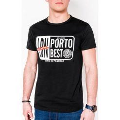 T-shirt męski z nadrukiem S1063 - czarny. Czarne t-shirty męskie Ombre Clothing, s, z nadrukiem, z bawełny, bez kołnierzyka. Za 13,99 zł.