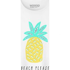 Koszulka "Beach Please" w kolorze białym. Białe koszulki damskie Wooop, s, bez wzorów, z bawełny, z okrągłym kołnierzem. W wyprzedaży za 56,95 zł.