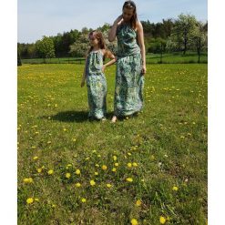Sukienki dziewczęce: BOHO m komplet sukienka zielona wzory azteckie