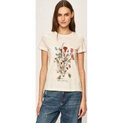 Vero Moda - T-shirt. Białe bluzki damskie Vero Moda, s, z nadrukiem, z bawełny, z okrągłym kołnierzem. Za 59,90 zł.