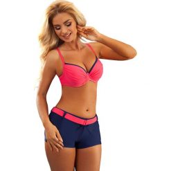 Stroje dwuczęściowe damskie: Bikini w kolorze granatowo-różowym