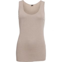 Top z dżerseju bonprix brunatny. Pomarańczowe bluzki damskie marki bonprix, bez wzorów, z dżerseju, bez kołnierzyka, bez rękawów. Za 24,99 zł.