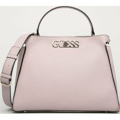 Guess Jeans - Torebka. Czarne torby damskie na zakupy Guess Jeans, w paski, z bawełny, na ramię, duże, bez dodatków. W wyprzedaży za 549,90 zł.