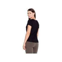 Bluzka K446 Czarny. Czarne bluzki damskie KATRUS, xl, bez wzorów, z wiskozy, z dekoltem w serek, z krótkim rękawem. Za 89,00 zł.