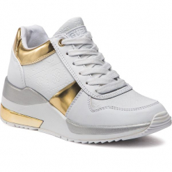 Sneakersy GUESS - FLJAT4 FAL12 WHITE. Białe sneakersy damskie Guess, z materiału. Za 529,00 zł.