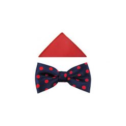 Granatowa mucha męska w czerwone kropki A217. Czerwone muszki męskie Modini Moda Męska, na co dzień, bez wzorów, z tkaniny, eleganckie. Za 44,55 zł.