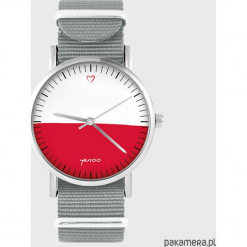 Zegarek - Polska flaga - szary, nato. Szare zegarki męskie Pakamera. Za 129,00 zł.