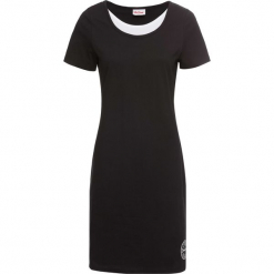 Sukienka shirtowa z bawełny bonprix czarny. Czarne sukienki damskie bonprix, bez wzorów, z bawełny, bez kołnierzyka, bez rękawów. Za 34,99 zł.