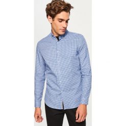Koszula w kratkę slim fit - Niebieski. Niebieskie koszule męskie na spinki Reserved, l, w kratkę. Za 119,99 zł.