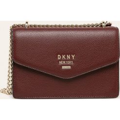 Dkny - Torebka skórzana. Brązowe listonoszki damskie DKNY, w paski, ze skóry, na ramię, małe, bez dodatków. W wyprzedaży za 699,90 zł.