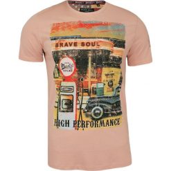 T-Shirt męski (koszulka) - Brave Soul - Różowa, Stara Stacja Benzynowa TSBRSSS18GASOLINEpink. Różowe koszulki męskie m, z nadrukiem, z tkaniny, retro. Za 39,00 zł.