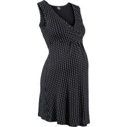 Koszula nocna do karmienia z wiskozy bonprix czarny w kropki. Czarne bielizna ciążowa marki bonprix, w kropki, z wiskozy, moda ciążowa. Za 37,99 zł.