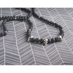 Naszyjnik MĘSKI :: black LAVA & skulls :: LONG. Czerwone naszyjniki męskie Pakamera. Za 159,00 zł.