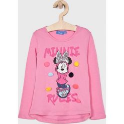 Blukids - Bluzka dziecięca Disney Minnie Mouse 98-134 cm. Różowe bluzki dziewczęce Blukids, z nadrukiem, z elastanu, z okrągłym kołnierzem, bez rękawów, bez kaptura. W wyprzedaży za 34,90 zł.