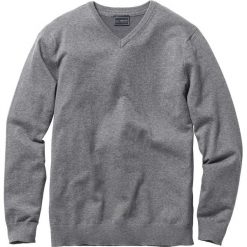 Swetry klasyczne męskie: Sweter z dekoltem w serek Regular Fit bonprix szary melanż