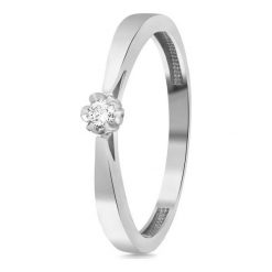 Piękny Złoty Pierścionek - złoto 585, Brylant 0,05ct. Żółte pierścionki damskie W.KRUK, z brylantem, złote. Za 1190,00 zł.