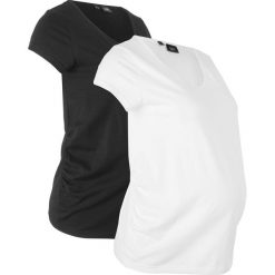 Shirt ciążowy basic (2 szt.) bonprix czarny + biały. Czarne bluzki ciążowe bonprix, bez wzorów, z dekoltem w serek, bez rękawów. Za 75,98 zł.