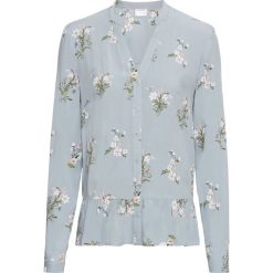 Bluzka z baskinką bonprix srebrnoszary z nadrukiem. Szare koszulki damskie bonprix, z nadrukiem, eleganckie, ze stójką. Za 79,99 zł.
