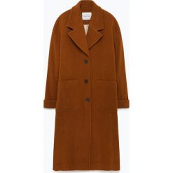 Płaszcz przejściowy w kolorze jasnobrązowym. Pomarańczowe kurtki damskie American Vintage, s, bez wzorów, z wełny, bez kaptura. W wyprzedaży za 439,95 zł.