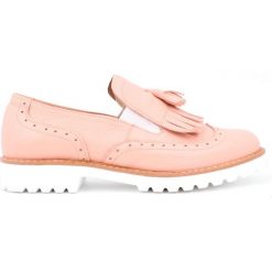 Półbuty - skóra naturalna - model 247 - kolor różowy bąbelki. Różowe półbuty damskie Zapato, bez wzorów, ze skóry, bez obcasa, bez zapięcia. W wyprzedaży za 173,40 zł.