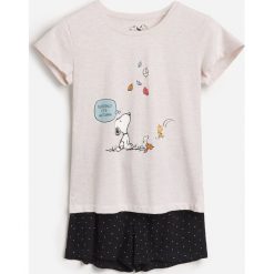 Piżama z szortami Peanuts - Kremowy. Białe piżamy damskie Reserved, s, bez wzorów, bez rękawów. Za 59,99 zł.