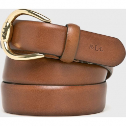 Lauren Ralph Lauren - Pasek skórzany Bennington. Brązowe paski damskie Lauren Ralph Lauren, w paski, z materiału. Za 219,90 zł.