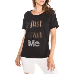 Just Cavalli Koszulka Czarny. Czarne topy damskie Just Cavalli, l, z aplikacjami, z poliesteru, bez kołnierzyka. Za 1176,95 zł.