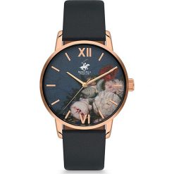 Zegarek kwarcowy w kolorze granatowo-różowozłotym. Różowe, analogowe zegarki damskie Beverly Hills Polo Club, metalowe. W wyprzedaży za 259,95 zł.