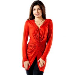 Sweter w kolorze pomarańczowym. Pomarańczowe swetry damskie Far Far Fashion, Ryłko by Agnes&Paul, bez wzorów, bez rękawów, bez kaptura. W wyprzedaży za 84,95 zł.