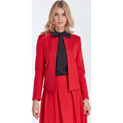 Czerwona Elegancki Pudełkowy Żakiet bez Zapięcia. Czerwone marynarki damskie Molly.pl, s, bez wzorów. Za 208,90 zł.
