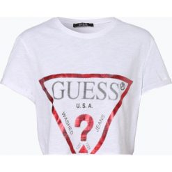 Guess Jeans - T-shirt damski, czarny. Czarne t-shirty damskie marki Guess Jeans, s, z aplikacjami, z jeansu, bez kołnierzyka. Za 129,95 zł.