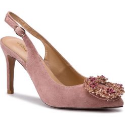Sandały ALMA EN PENA - V19205 Suede Lavanda. Różowe klapki damskie Alma en Pena, z aplikacjami, ze skóry, bez obcasa, na obcasie. Za 459,00 zł.
