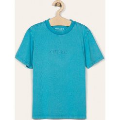 Guess Jeans - T-shirt dziecięcy 118-175 cm. Różowe t-shirty chłopięce Guess Jeans, z aplikacjami, z bawełny, bez rękawów. Za 99,90 zł.