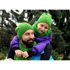 Czapki damskie: Komplet z owczeJ wełny czapka i szalik GREEN