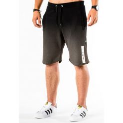 KRÓTKIE SPODENKI MĘSKIE DRESOWE W039 - CZARNE. Czarne spodenki i szorty męskie Ombre Clothing, s, z aplikacjami, z dresówki, krótkie. Za 45,00 zł.