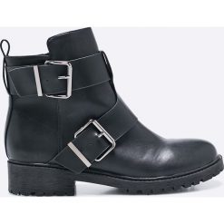 Medicine - Botki Back to Nature. Czarne buty zimowe damskie marki Carinii, z materiału, z okrągłym noskiem, na obcasie, na sznurówki. W wyprzedaży za 79,90 zł.