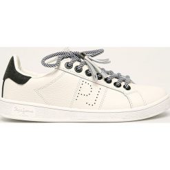 Pepe Jeans - Buty Brompton Laces. Białe buty sportowe damskie Pepe Jeans, bez wzorów, z jeansu, sportowe. W wyprzedaży za 259,90 zł.