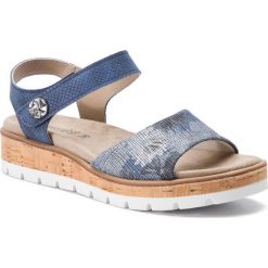 Sandały COMFORTABEL - 710966 Blau 5. Niebieskie klapki damskie Comfortabel, bez wzorów, ze skóry ekologicznej, bez obcasa. W wyprzedaży za 199,00 zł.