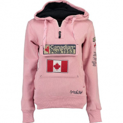 Bluza "Gyrelle" w kolorze jasnoróżowym. Czerwone bluzy rozpinane damskie Canadian Peak, s, z aplikacjami, prążkowane, z krótkim rękawem, krótkie. W wyprzedaży za 136,95 zł.