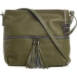 Torebki klasyczne damskie: Skórzana torebka w kolorze oliwkowym - 32 x 23 x 12 cm