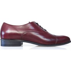 Bordowe półmatowe wiedenki/oxfordy T123. Czerwone buty wizytowe męskie Modini Moda Męska, ze skóry, bez zapięcia. W wyprzedaży za 270,00 zł.