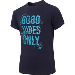 T-shirt chłopięcy (122-164) JTSM223 - granat neon. Czarne t-shirty chłopięce 4F JUNIOR, bez wzorów, z elastanu, bez rękawów. Za 34,99 zł.