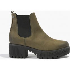 Botki khaki Luisa. Szare botki damskie marki Badura, z materiału. Za 239,99 zł.
