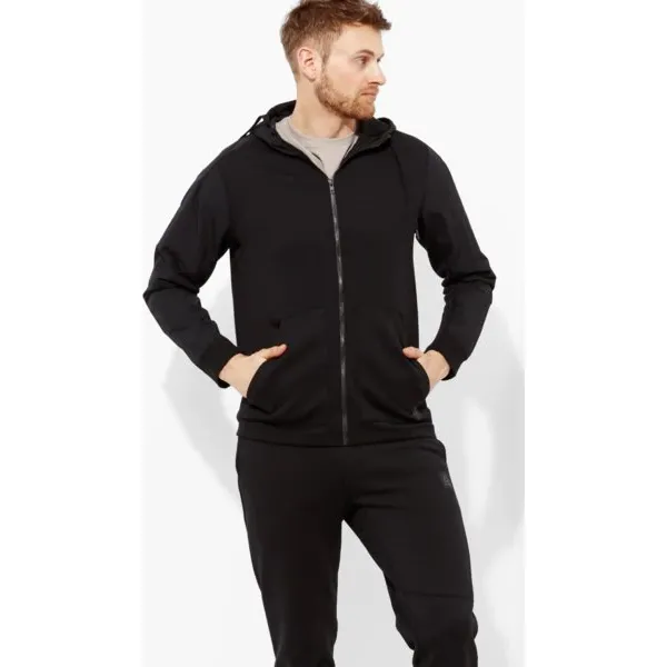 Reebok Bluza Ts Full-Zip Hoodie , czarny, rozmiar M. Czarne bluzy męskie Reebok, m, bez wzorów, z poliesteru, klasyczne, z klasycznym kołnierzykiem, bez rękawów, bez kaptura. W wyprzedaży za 199,99 zł.