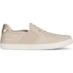 Geox tenisówki slip-on dziewczęce Kilwi 34 beżowe. Brązowe trampki dziewczęce Geox, na lato, bez wzorów, z materiału, bez zapięcia. W wyprzedaży za 205,00 zł.