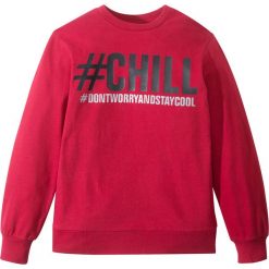 Bluzy chłopięce: Bluza dresowa bonprix ciemnoczerwony z nadrukiem