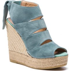 Espadryle KANNA - 19KV8141 Basket Celeste. Niebieskie espadryle damskie Kanna, z aplikacjami, ze skóry, bez obcasa, na obcasie. W wyprzedaży za 279,00 zł.